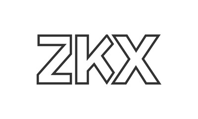 ZKX logo design template with strong and modern bold text. Initial based vector logotype featuring simple and minimal typography. Trendy company identity.