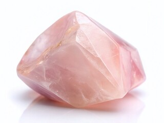 Pale Pink Rose Quartz Gemstone, Isolated on White Background - Long Exposure Photography