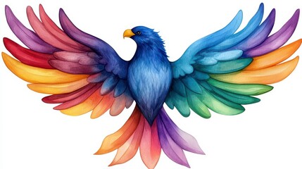 Obraz premium Colorful Rainbow Bird In Flight Illustration