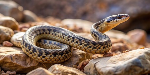 Fototapeta premium Snakes on Rocks in Natural Habitat Showcasing Unique Scales and Colors