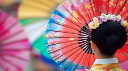 A man in a traditional Korean hanbok, symbolizing Korean culture and history with elegant, colorful patterns and spiritual meaning.