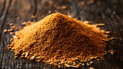 A traditional Moroccan spice mix known as Ras El Hanout, made with over 20 ingredients like cumin, coriander, cinnamon, and rose petals, used to season couscous and tagines.