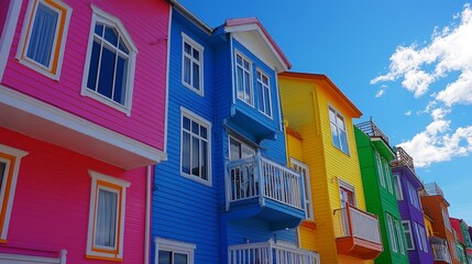 Obraz premium Colorful Neighborhood: Charming Homes in Greenland, Generative AI