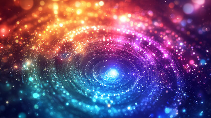 Obraz premium A captivating swirl of colors and light represents the cosmic energy of the universe, inviting viewers to explore intricate patterns and connections in a visual dance.