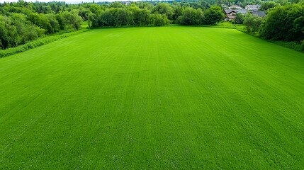 Obraz premium Aerial View Of Lush Green Field With White Flowers