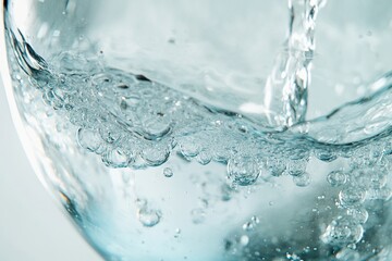 Water Bubbles: Close-Up View of Pouring Liquid, Crystal Clear and Refreshing, Sparkling Clean, Bubbling Texture, Aquatic Scene