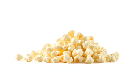 Popcorn isolated on white background, with clipping path, macro, silhouette. with white shades