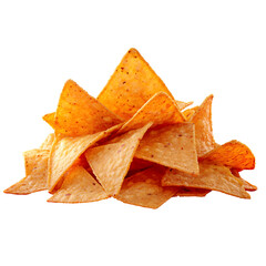 Naklejka premium Pile of crunchy tortilla chips served on red background