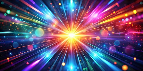 Fototapeta premium Dazzling Futuristic Neon Rays Abstract Background - Modern Design Bokeh