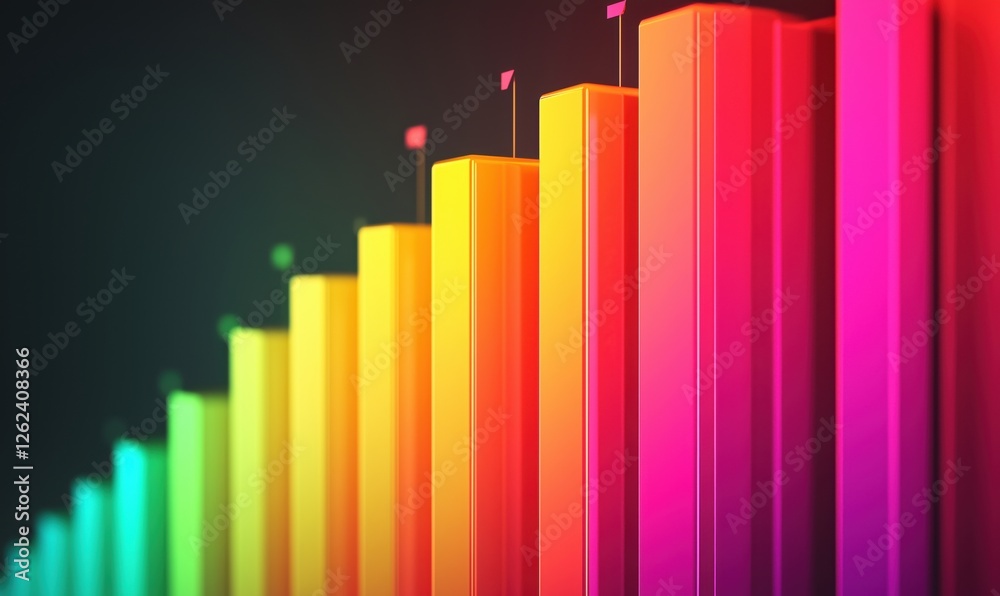 Poster colorful bar graph representing data visualization and analysis trends