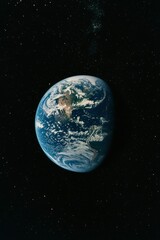 Fototapeta premium Earth from Space View of planet on black background. Cosmology stock
