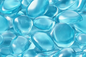 Seamless Aquamarine translucent blue gel-like capsules, creating a visually appealing texture and depth. The capsules are smooth and shiny, reflecting light.