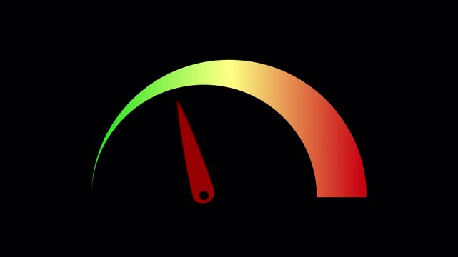 Animated Speedometer Sign Fluctuating Gauge icon, Cartoon animation on alpha channel transparent background