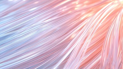 Abstract light fiber strands, soft glow, gradient background, digital art