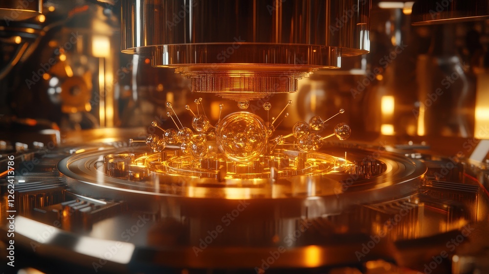Poster a futuristic visualization of electrons being manipulated in a quantum computing experiment