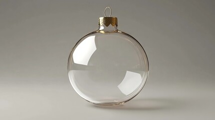 Clear glass ornament hanging against a neutral background showcasing its elegant design and reflective properties