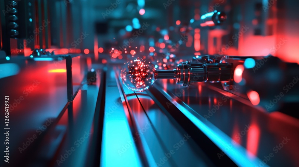 Poster a futuristic visualization of electrons being manipulated in a quantum computing experiment