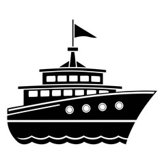 Black Ship Silhouette Vector High-Quality Illustration on Transparent Background