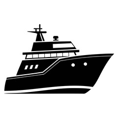 Obraz premium Black Ship Silhouette Vector High-Quality Illustration on Transparent Background