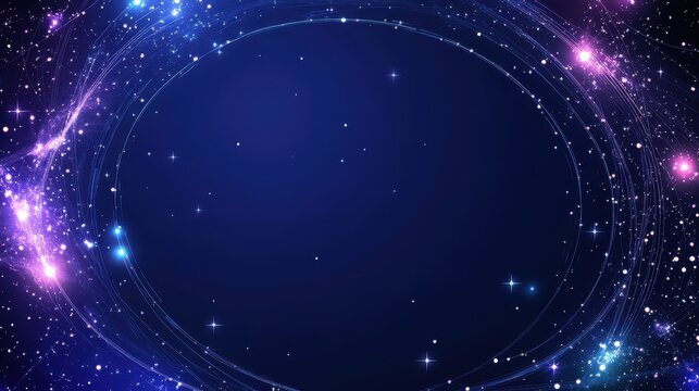 Cosmic Nebula Glowing Galactic Frame Background