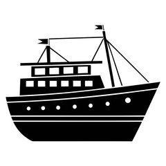 Elegant Ship Silhouette Vector Illustration Isolated on Transparent Background