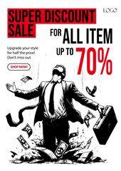 Super Discount Poster with grunge style