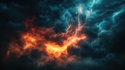 Fiery Stormy Sky: A Dramatic Display of Nature's Power