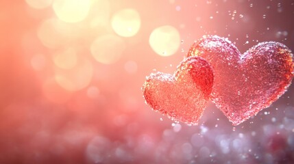 Obraz premium Two Sparkling Red Hearts Romantic Valentine Image