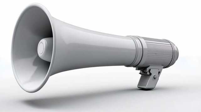 Megaphone rests on a plain surface, ready for broadcasting announcements outdoors during an event or rally