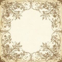 Antique Floral Frame Border on Vintage Paper Background