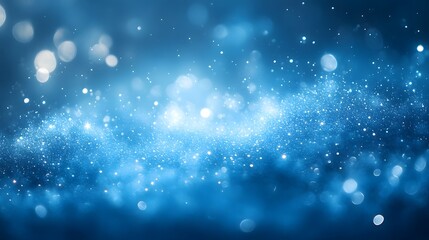 Obraz premium Magical blue backdrop with sparkling lights and glittering particles, evoking a sense of wonder.