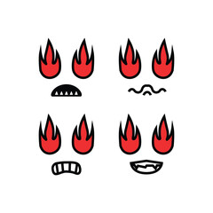 Hand drawn collection of flat kawaii character expression vector