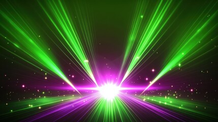 Naklejka premium Abstract Green and Purple Laser Light Show Background