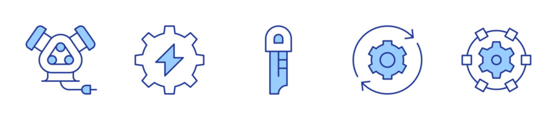 engine, engineering, key, progress, technology. Engineering Icon vector illustration. Line Duotone style. Editable stroke