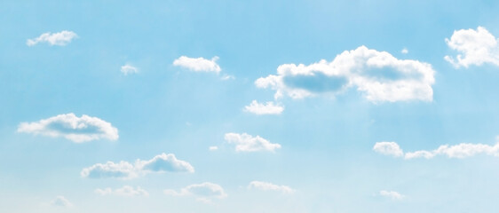 Blue sky with white cloud. Cumulus clouds. Cloudscape background. Beautiful sky in the morning. Freedom of life, New life beginning and Positive thought and energy concepts.