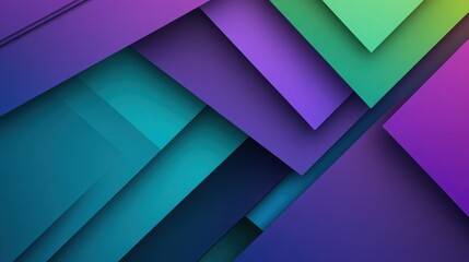 Obraz premium Stylish abstract wallpaper with neon purples, greens, and blues creating a striking and edgy design. Geometric shapes overlap and shift in space, blending sharp lines with softer, blended textures