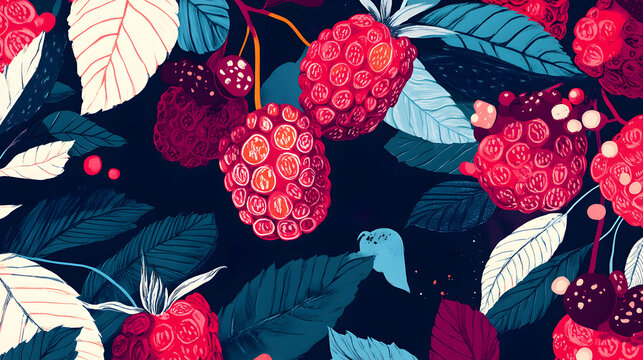 A vibrant raspberry design with high-contrast shapes and bold patterns, ideal for making a statement and attracting attention.