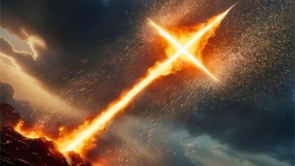 十字状の爆炎、爆発、火柱