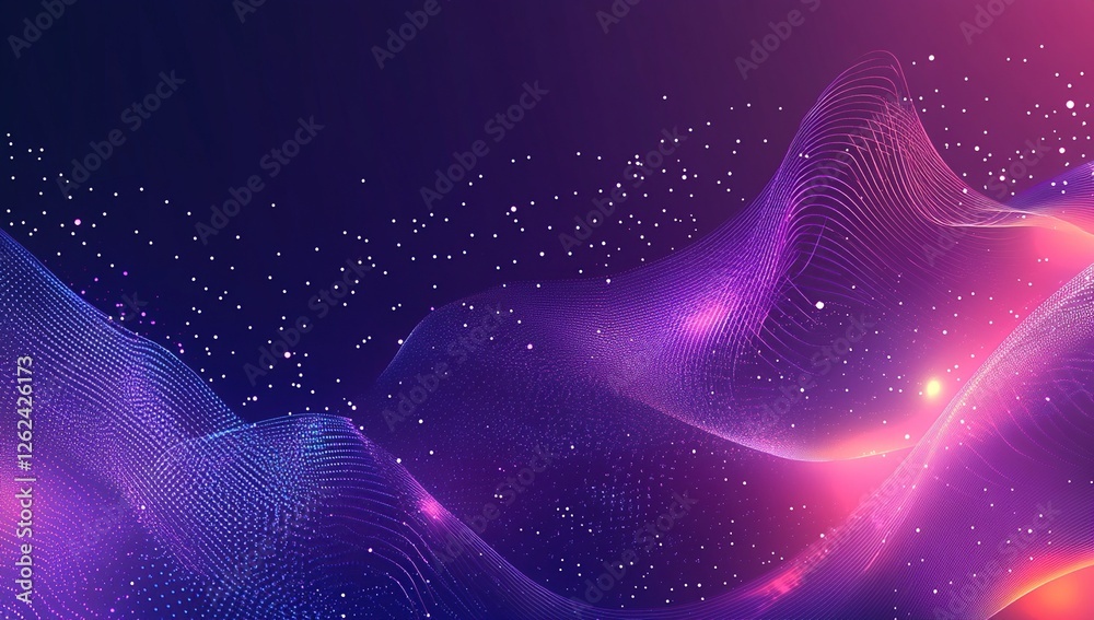 Poster abstract purple and pink waves flow dynamically across the screen, creating a mesmerizing visual exp