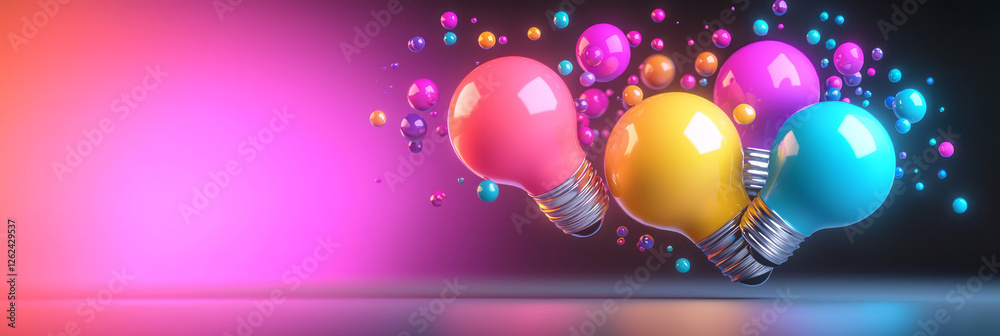 Aufkleber a playful scene in which the bulbâ€™s glow merges into a burst of liquid colors, each droplet