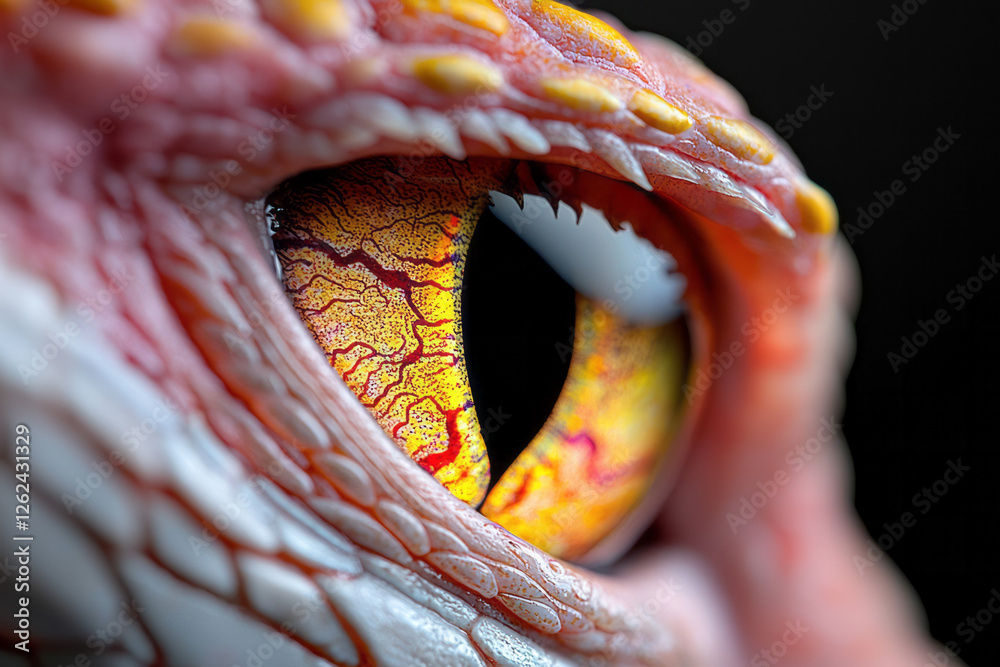 Poster a macro shot capturing an animalâ€™s eye in sharp detail, with delicate reflections dancing on the