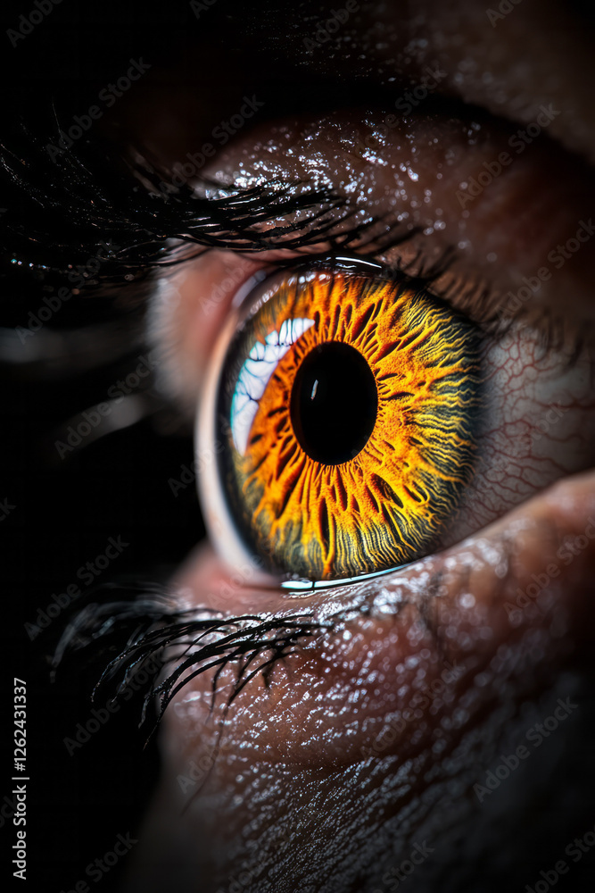 Aufkleber a moody shot focusing on the irisâ€™s intricate striations, while the pupilâ€™s subtle expansion
