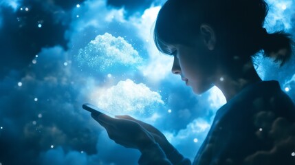 Person Accessing Cloud Based Data On Smartphone In Dreamy Background