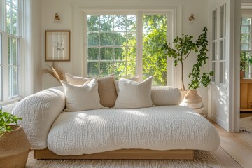 Fototapeta premium Sun-drenched, Cozy Living Room with Natural Light