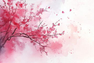 Fototapeta premium イラスト, 水彩, 春, サクラ, さくら, 桜, 花, 木, サクランボ, 全盛期, ブランチ, とぶ, ピンク, sakura, 自然, フローラル, 日本人, 文科系, 咲く, デザイン, 模様, ベクター, 植える, 日本, 花, 季節, 葉, 美しさ, すごい, イラスト, サマータイム, フレーム, ウォーターカラー