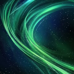 Obraz premium Abstract Green Nebula Swirls in Dark Space