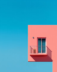 A disconnected visual where the buildingâ€™s facade rises diagonally into the frame, contrasting