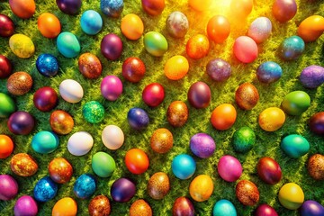 Sustainable Easter Egg Pattern: Eco-Friendly Spring Aerial Photography