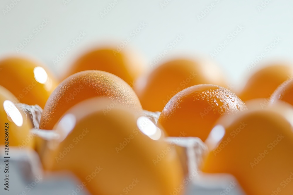 Poster freshly collected eggs arranged neatly in an egg carton ready for culinary preparations in a kitchen
