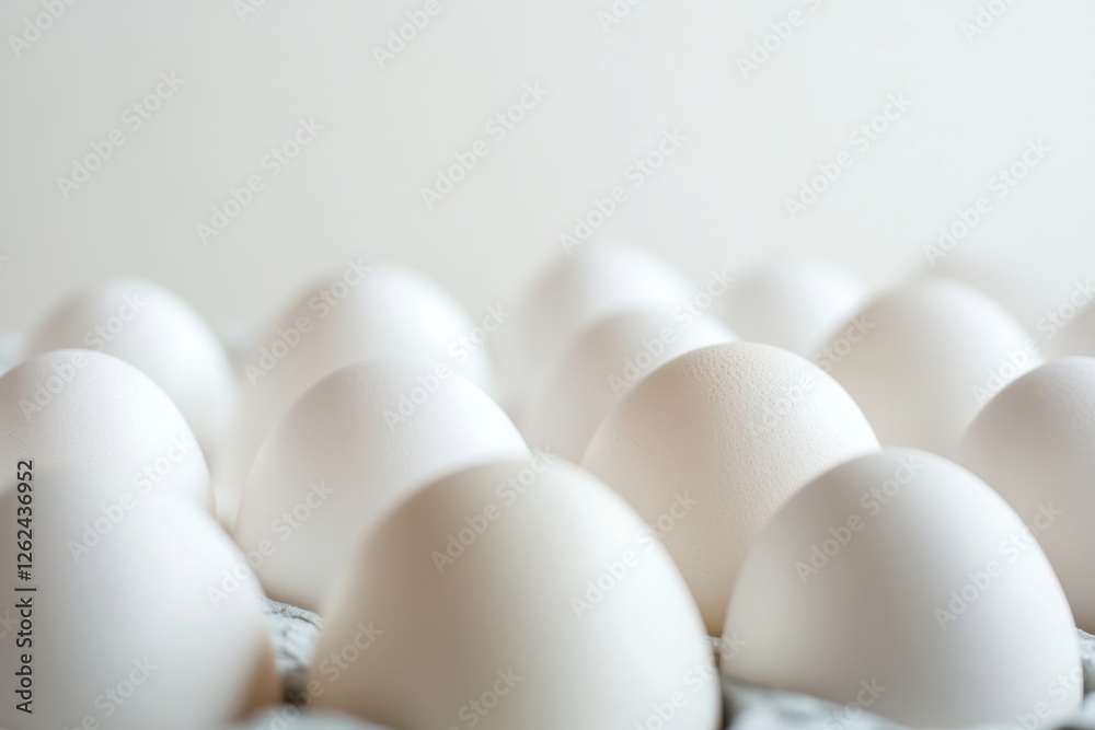 Poster fresh white eggs arranged in a carton, ready for use in cooking and baking, showcasing their smooth 